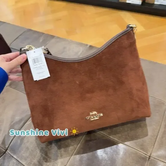 NWT COACH Laurel Shoulder Bag Tassels CCC75 Vintage Brown/Maple Suede Leather - Picture 2 of 7